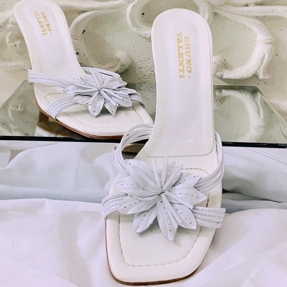 White Leather Heel Slides